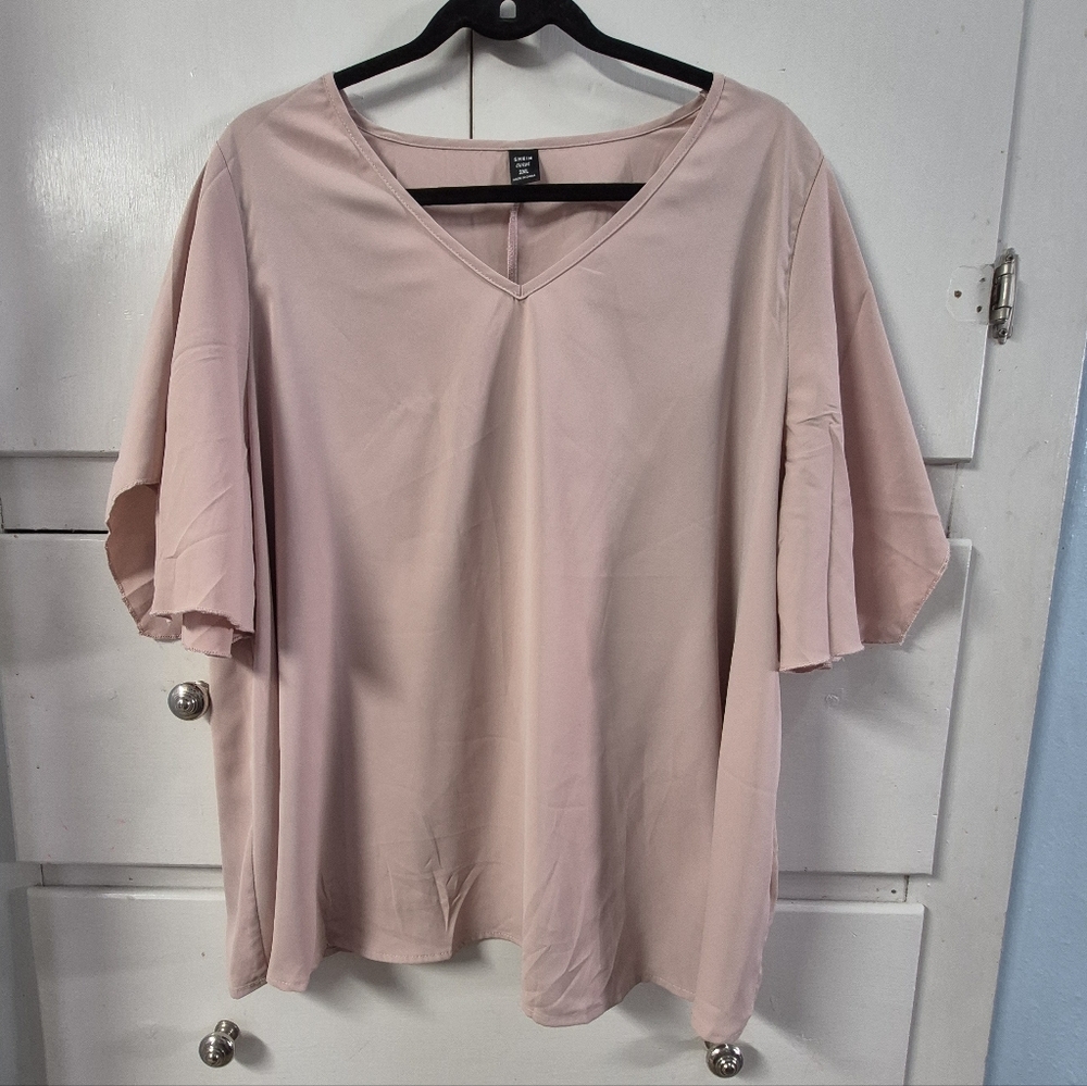 Shein Curve Women’s 2XL Dusty Rose Butterfly Sleeve Lightweight Pullover Blouse